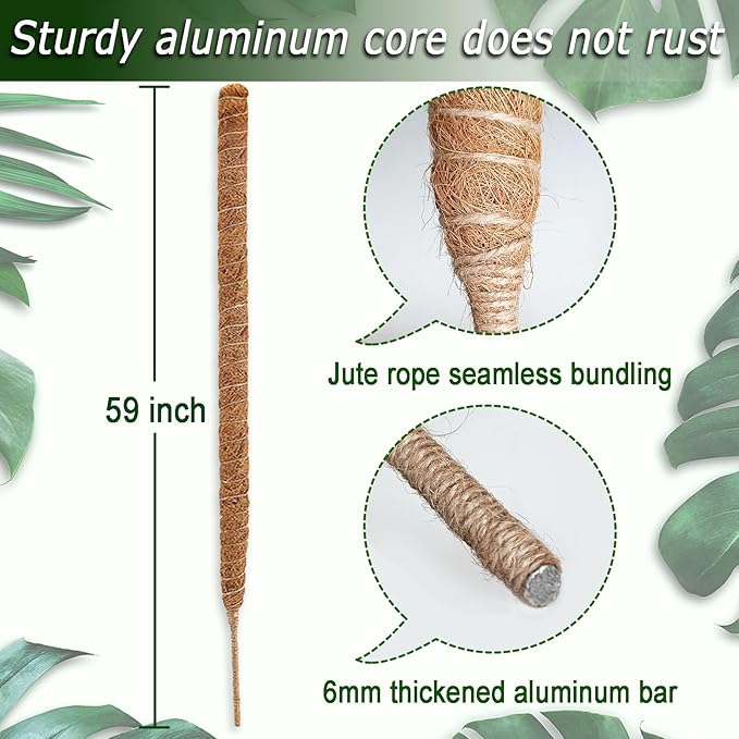 jute moss pole Moss Pole for Plants Monstera, 59 Inch Tall Bendable Moss Poles for Cl – Grow It Depot