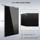 Hybrid Solar Kit 11.4KW 48V Split Phase 20.48KWH Lithium Battery 16 X 450 Watt Solar Panel SGH-11N2E