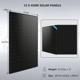 Off-Grid Solar Kit 10KW 48VDC 120V/240V LifePo4 20.48KWH Lithium Battery 12 X 450 Watts Solar Panels SGR-10K20E