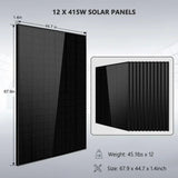 Off Grid Solar Kit 10000W 48VDC 120VAC/240V 20.48KWH Powerwall Lithium Battery 12 X 415 Watts Solar Panels SGM-10M2T