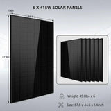 Off-Grid Solar Kit 5000W 48VDC 120V 10.24KWH Lithium Battery 6 X 415 Watts Solar Panels SGR-5KE