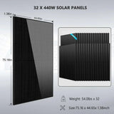 Off Grid Solar Kit 20Kw 48VDC 120v/240v 30.72kwh Lithium Battery 32 X 450 Watts Solar Panels SGR-20K30E