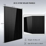 Off-Grid Solar Kit 18000W 48VDC 120V/240V 30.72KWH Lithium Battery 20 X 415 Watts Solar Panels SGR-18K20E
