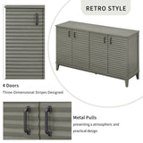 TREXM side panel with 4-door large storage buffet, adjustable shelves and metal handles (antique gray)