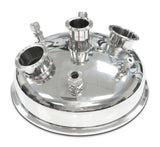 BVV Compression 10" Tri-Clamp x (2) 2" Tri-Clamp x (1) 1.5" TriClamp x (2) 3/8" Compression x 1/4" Compression x 1/2" Compression Hemispherical Lid