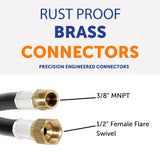 Flame King Connect Regulator to Gas Piping, Propane Thermo Plastic Rubber Hose Assembly, 120-inch, 3/8-inch ID for RVs and Travel Trailers