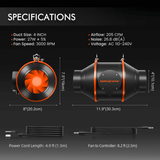 Spider Farmer SF1000D LED Grow Light + 2' x 2' Grow Tent + Inline Fan Combo with Speed Controller