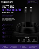 AC Infinity UIS to UIS Extension Cable, L-Shaped Male to Male, 10 ft.