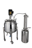 Jacketed Reactor with Motor and Collection Vessel
