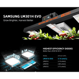 Spider Farmer SE1500 150W Dimmable Full Spectrum LED Grow Light with Samsung LM301H EVO Diodes