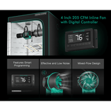 Mars Hydro 4" Inline Duct Fan with Temperature and Humidity Controller