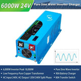 Off Grid Solar Kit 6000W 24VDC 120V/240V 10.24KWH Lithium Battery 6 X 370 Watt Solar Panels SGK-PRO62