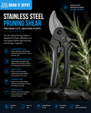 AC Infinity Stainless Steel Pruning Shear, 8" Bypass Blades