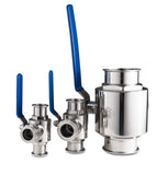Sanitary 3-Way Ball Valve 4" Tri-Clamp