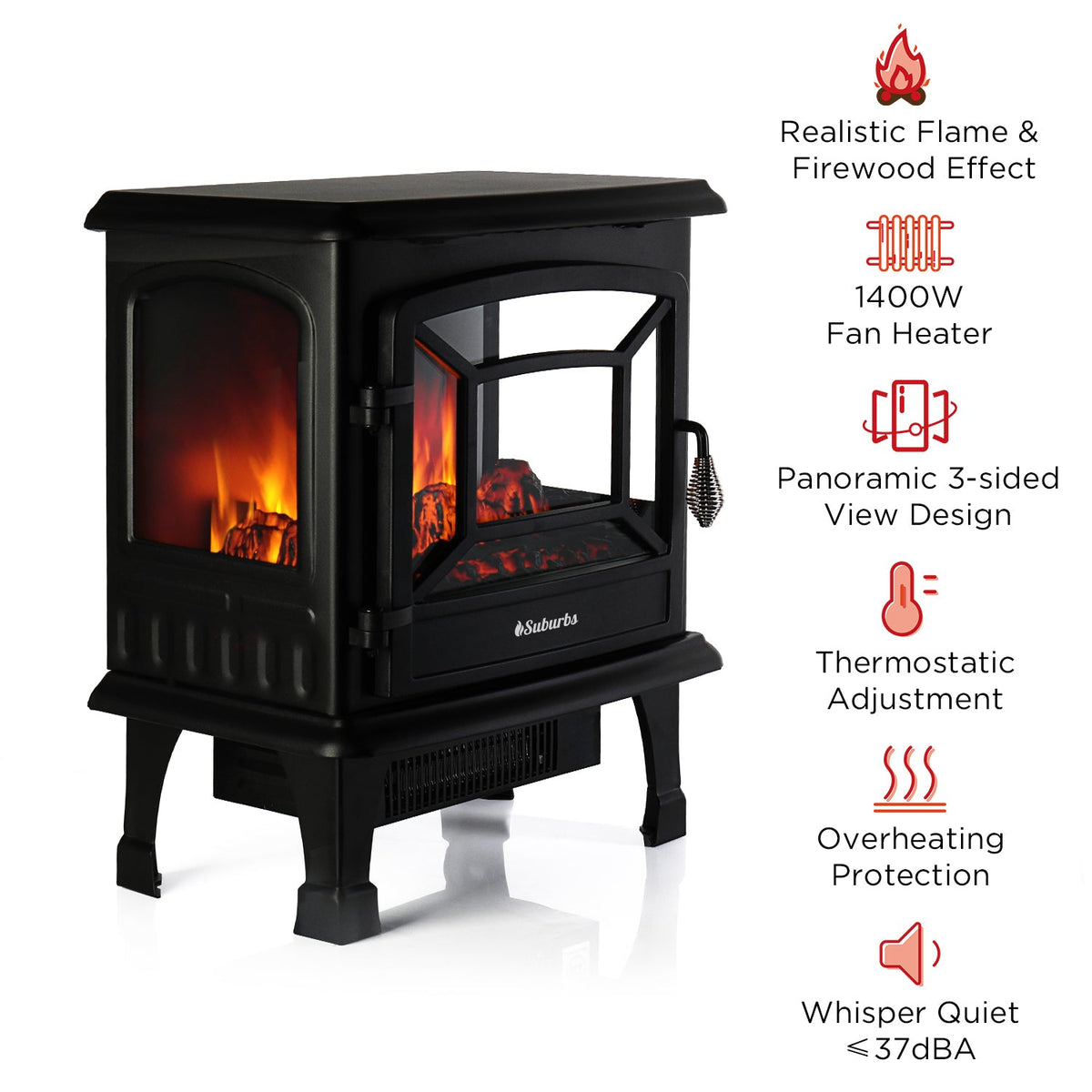 (Open Box) Suburbs TS20 Electric Fireplace Stove – Grow It Depot