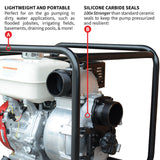 3 Inch Trash Water Pump 375 GPM 8 HP GX240 powered by Honda Portable Utility X-Series
