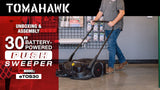 30" Battery Powered Push Sweeper with Triple Power Brooms Electric Drive and Dust Suppression Sprayer