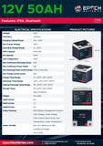 Epoch Batteries 12V 50Ah (0.64kWh) Essential Series - Bluetooth LiFePO4 Battery