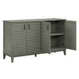 TREXM side panel with 4-door large storage buffet, adjustable shelves and metal handles (antique gray)