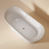 Swiss Madison Cascade 66" Double Slipper Soaking Freestanding Bathtub in Glossy White, Drain Included