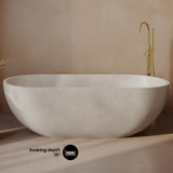 Swiss Madison Claire 60" Freestanding Concrete Bathtub in Sand, Drain Included