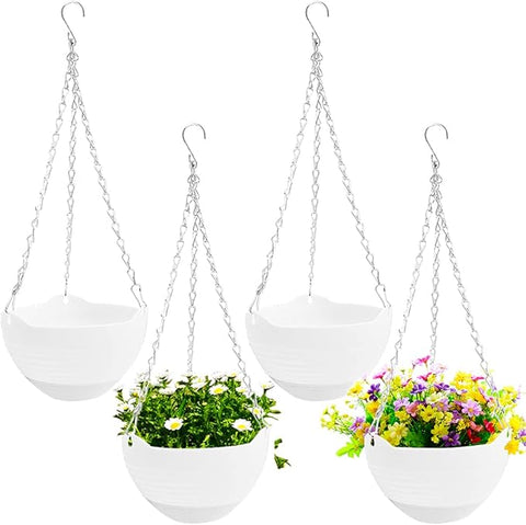 4 Pcs 8 inch Hanging Planter Pots,Self-Watering Round Hanging Basket w –  Grow It Depot