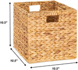 10.5 x 10.5in Wicker Storage Baskets for Shelves, Water Hyacinth Storage Baskets, Woven Baskets for Storage, Wicker Storage Basket for Bedroom, Living Room (6 Packs 10.5x10.5in)