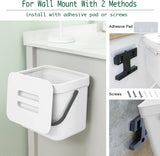 LALASTAR Trash Can with Lid, Wall-Mounted Under Sink Small Garbage Can for Kitchen, Bathroom, Hanging Plastic Trash Can, 1.8 Gallon, White