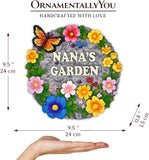 Elegant Resin Stepping Stone, Outdoor Garden Pathway Decoration (Nana’s Garden Floral Stepping Stone, 9.5" Decorative and Gift for Grandmother)