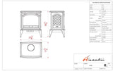Amantii E50-NA Lynwood Series - 50 cm Freestand Electric Stove Featuring a Cast Iron Frame and a 10 Piece Birch Log Set