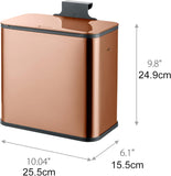 RedFactor Stainless Steel Hanging Trash Can with Lid and Inner Bucket – Slim 1.3 Gallon Odor-Free Compost Bin for Kitchen Cabinet, Countertop, Under Sink, or Bathroom (Copper)