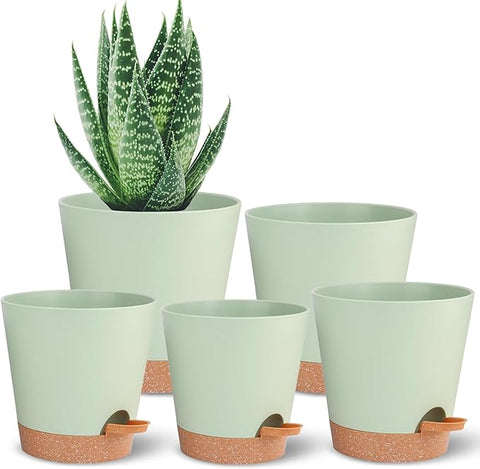deep plant pots Self Watering Planters for Outdoor Plants 7/6.5/6/5.5/5Inch 5Pack Flow –  Grow It Depot