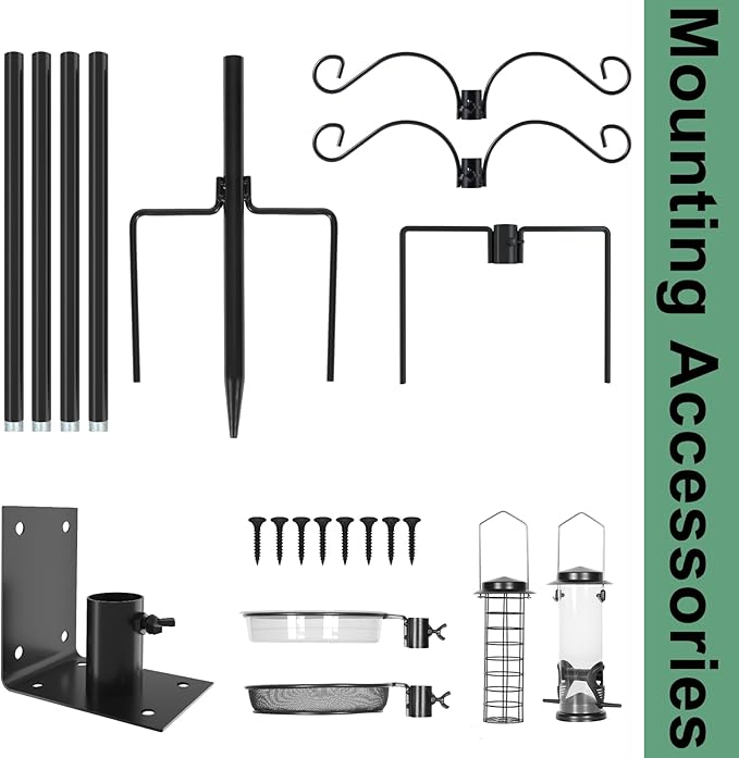 ERYTLLY Bird House Pole Mount Kit 80 Inch 2 Pair Hooks Multi Feeders B ...