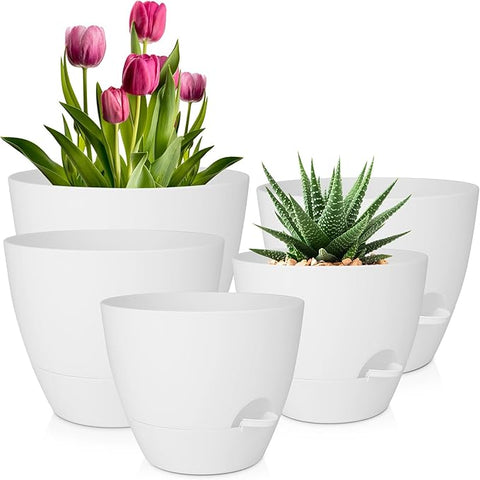 Plant Pots 10/9/8/7.5/7 Inch Self Watering Pots, Set of 5 Plastic Plan –  Grow It Depot