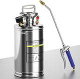 2 Gallon Garden Sprayer, 304 Stainless Steel Chemical Sprayer, Hand Pump Sprayer, with Pressure Gauge, Adjustable Nozzle, 20" Sprayer Wand, 3.3ft Hose & Safety Valve