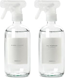 MaisoNovo Glass Spray Bottles for Cleaning - 16.9 fl oz Clear x 2 with 16 Labels