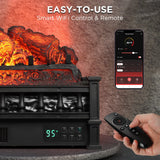 (Open Box) Eternal Flame EF26-PB Smart Electric Fireplace Logs, WiFi Enabled