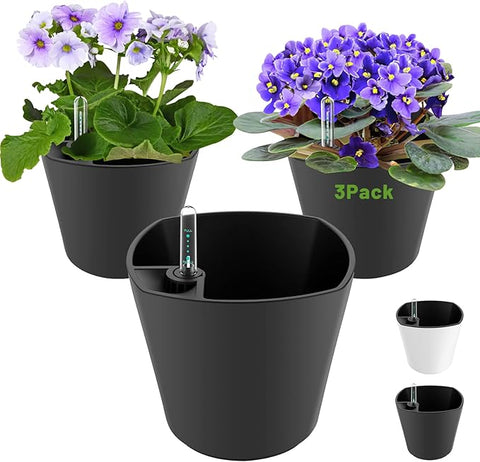 self watering african violet planter Self Watering Planters for Indoor Outdoor Plants 7 inch Flower Pot wit –  Grow It Depot