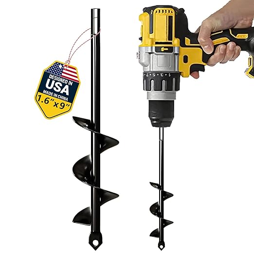 K-Brands Auger Drill Bit for Planting – 1.6 x 9 Inch - Spiral Hole Pla ...