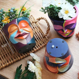eclectic plant pots GUGUGO Abstract Rainbow Head Planter, Unique Face Plant Pot with Drain –  Grow It Depot