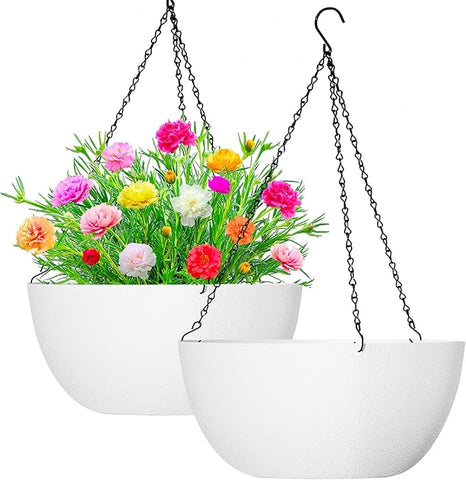 large hanging plant pots indoor WOUSIWER 13 inch 2Pack Large Hanging Planters for Outdoor Indoor Plant – Grow It Depot