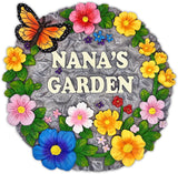 Elegant Resin Stepping Stone, Outdoor Garden Pathway Decoration (Nana’s Garden Floral Stepping Stone, 9.5" Decorative and Gift for Grandmother)