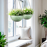Marble Pattern 10 Inch Hanging Planter for Indoor Outdoor Plants, 2 Pack Hanging Planter Basket for Garden Home Decor Use (Green)