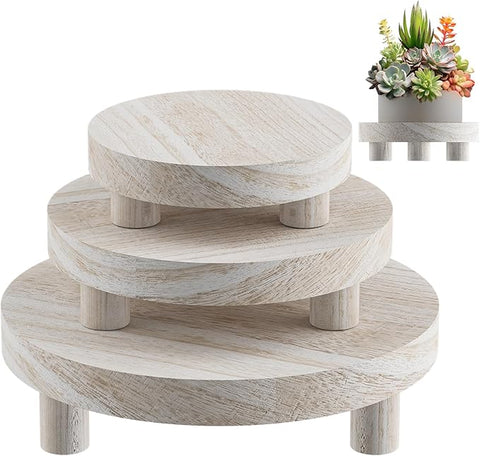 potted plants outdoor riser 3 Pcs Wood Plant Stand Indoor Outdoor, Round Wood Riser for Decor 6/8/ –  Grow It Depot