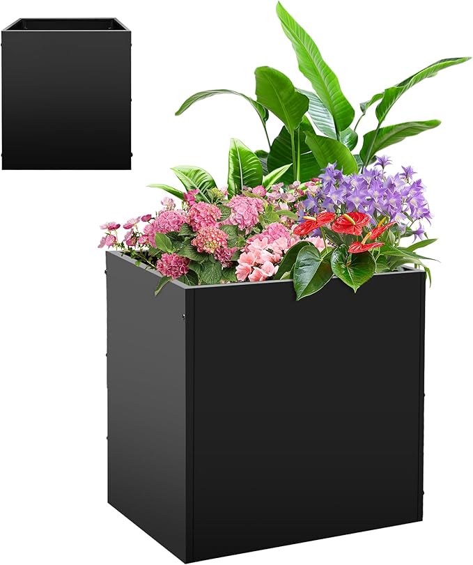 Metal Rectangular Planter Box, Small Planter Boxes Outdoor, 18''L x 18 ...