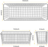 2 Sets Extra Large Hanging Wall Basket, Grey Metal Wire Baskets with Steel Hooks for Organizing, WallmountedFruit Vegetable Toy Snack Storage, Home Kitchen Bathroom Laundry Pantry Organizer