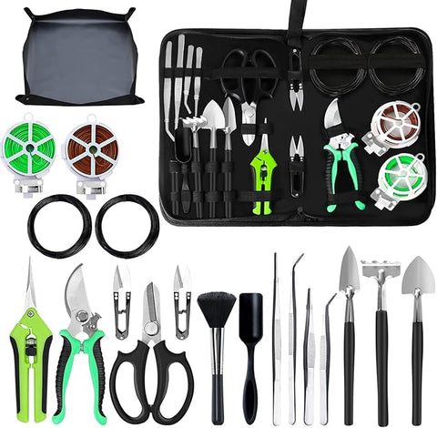 indoor plant tool kit Bonsai Tree Kit, 20 Pcs Gardening Succulent Tools Set, Bonsai Tool Kit – Grow It Depot