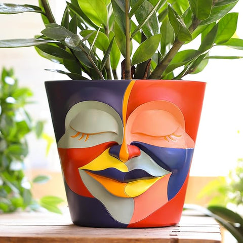 rainbow plant pot outdoor GUGUGO 8 Inch Abstract Rainbow Head Planter, Unique Face Plant Pot wit – Grow It Depot