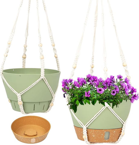 hanging plant pots with drainage QCQHDU 2 Pack Hanging Planters for Indoor Plants, Outdoor Hanging Bask – Grow It Depot