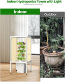 SJZX Hydroponics Growing System, Hydroponic Tower with Full-Spectrum Grow Lights, 5 Tiers Indoor Outdoor Garden Planter, Vertical Home Gardening Germination Kits for Vegetables, Fruits, Herb (25 Pods)